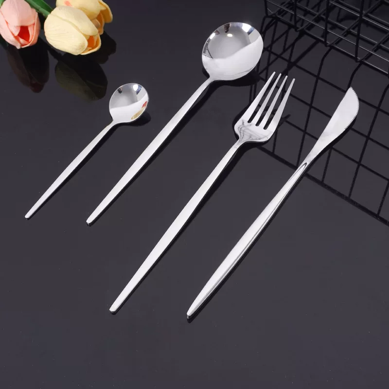 Scandinavian set stainless steel, marble tableware, gift box, 24 pieces