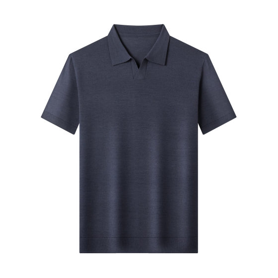 Men's short-sleeved sweater spring and summer square collar full wool half-sleeved polo shirt young and middle-aged thin T-shirt men's top