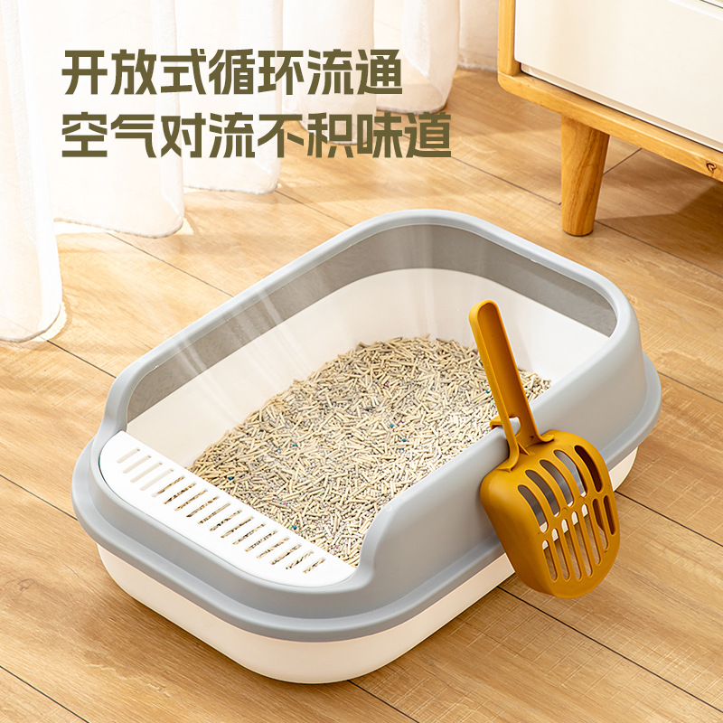 고양이 쓰레기통 대형 물 튀김 방지 고양이 화장실 거대한 개방형 고양이 쓰레기통 새끼 고양이 대형 고양이 쓰레기통