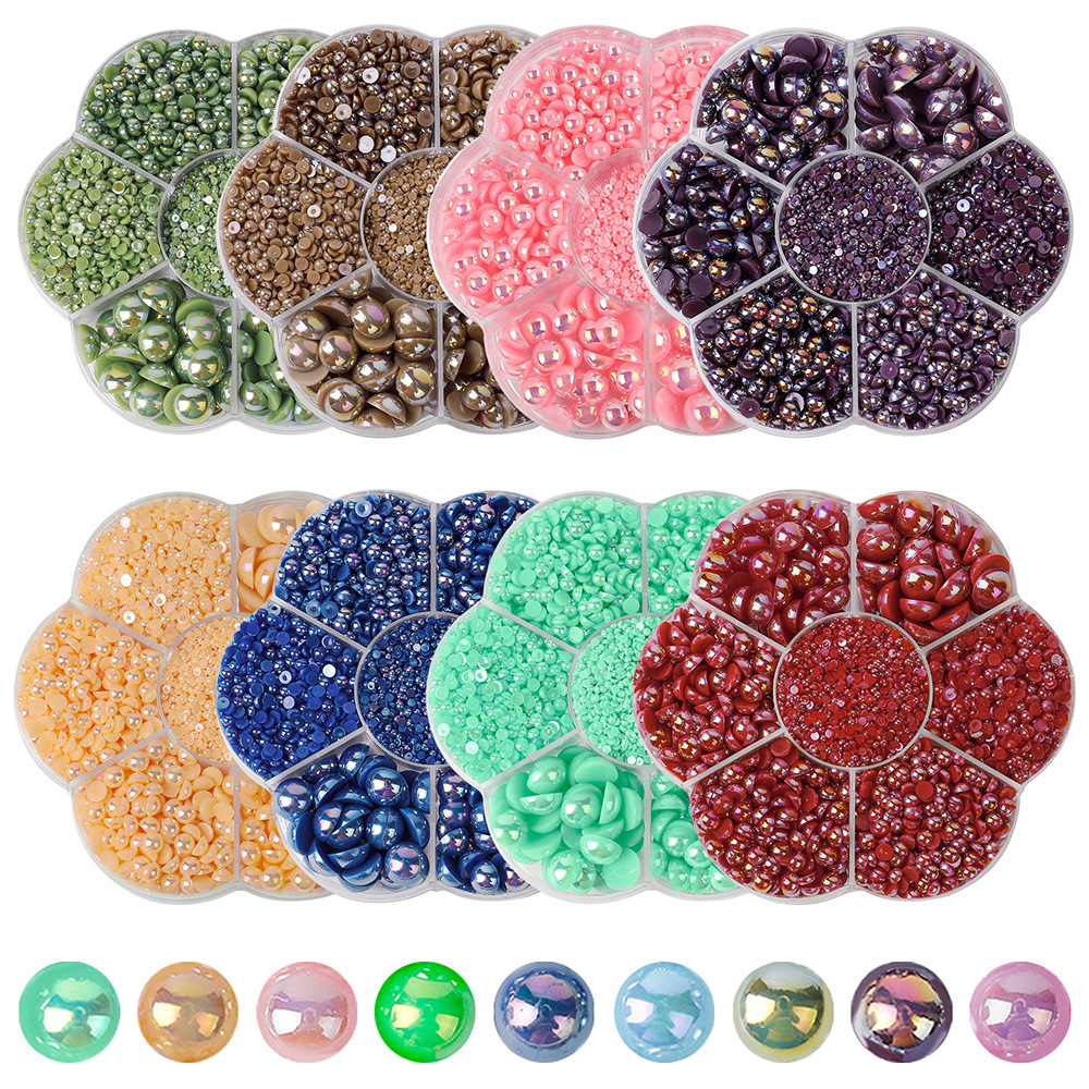 半圆AB仿珍珠多尺寸平底配件头饰发饰服装辅料手工DIY手机美甲贴