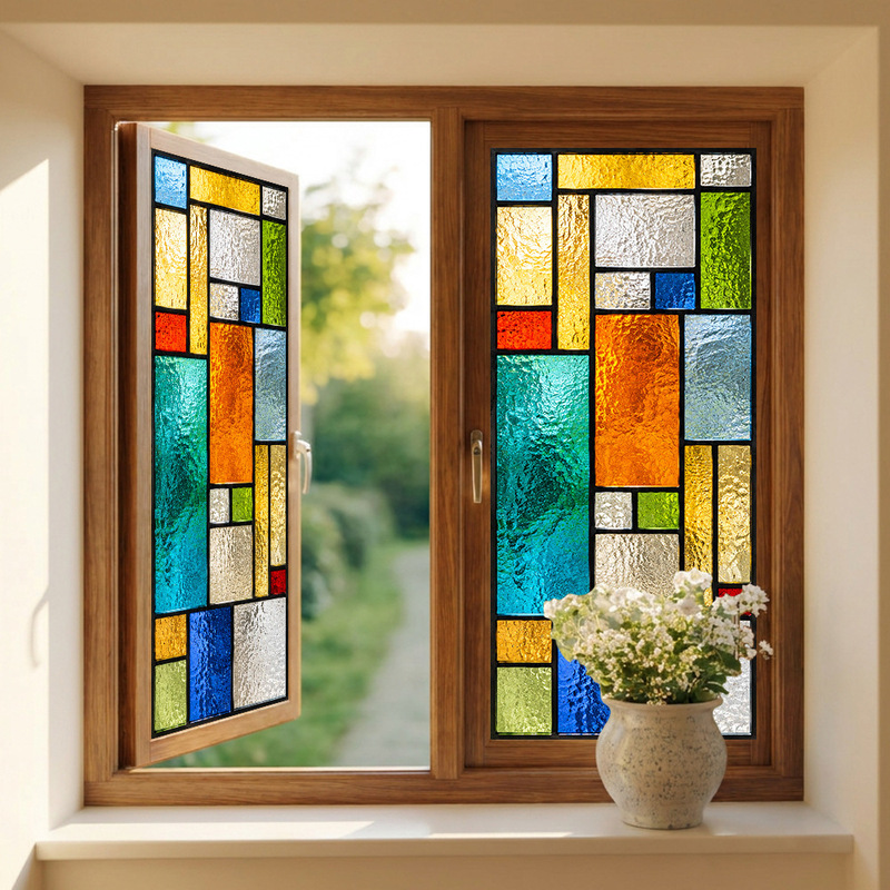 Aipin Blt4509 Amazon Colorful Retro Square Glass Film Window Decoration Light-Blocking Removable Static Cling Film