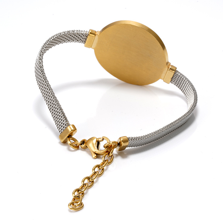 0.03µm Gold Plating Thickness Real Gold Plated Oval Priest 304 Stainless Steel Elegant Religion Waterproof Non Tarnish Titanium Steel Bracelets