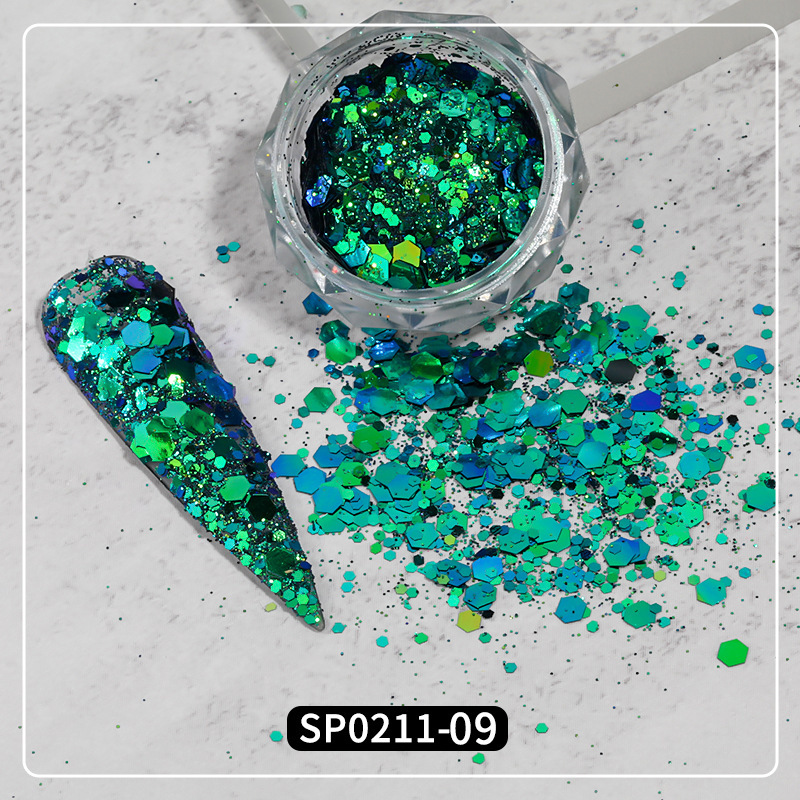 2022 lentejuelas de uñas populares transfronterizas camaleón joyería Rosa gradiente colorido lentejuelas grandes traje DIY pegatinas de uñas