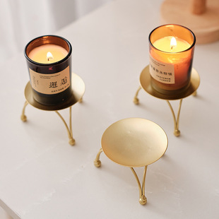 European-style Round Golden Black Scented Candle Special Tray Home Iron Decorations Simple Small Candlestick