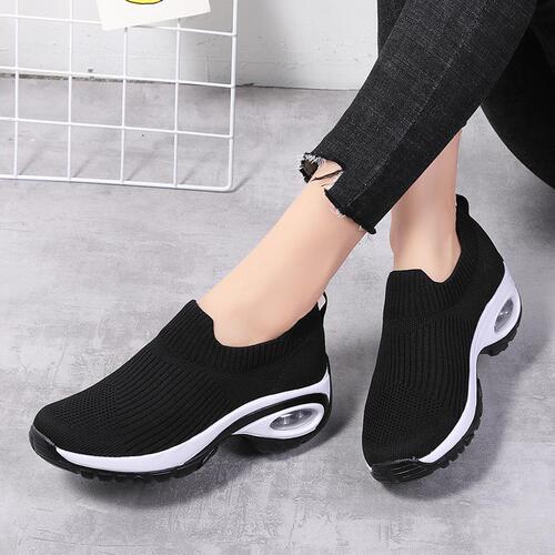 Women's New Leisure Shoes with Air Cushion, Rocking Sole, Thick Heel, Single Strap Mother Shoes, Dance Shoes, Plus Size Socks Shoes, Wholesale