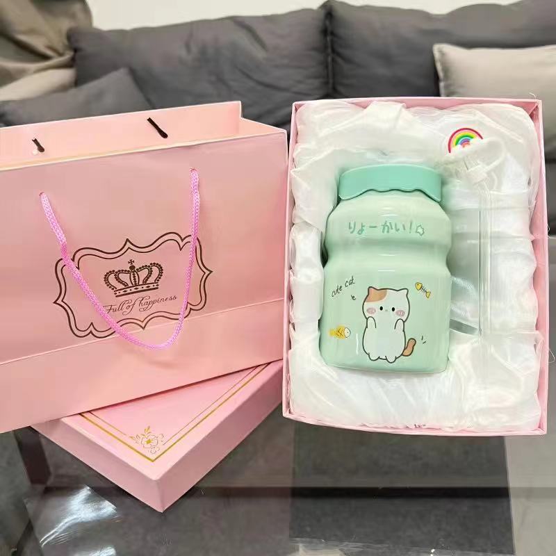闺蜜生日送女生高颜值马克杯带盖陶瓷水杯可爱伴手礼吸管杯子晚辈|undefined