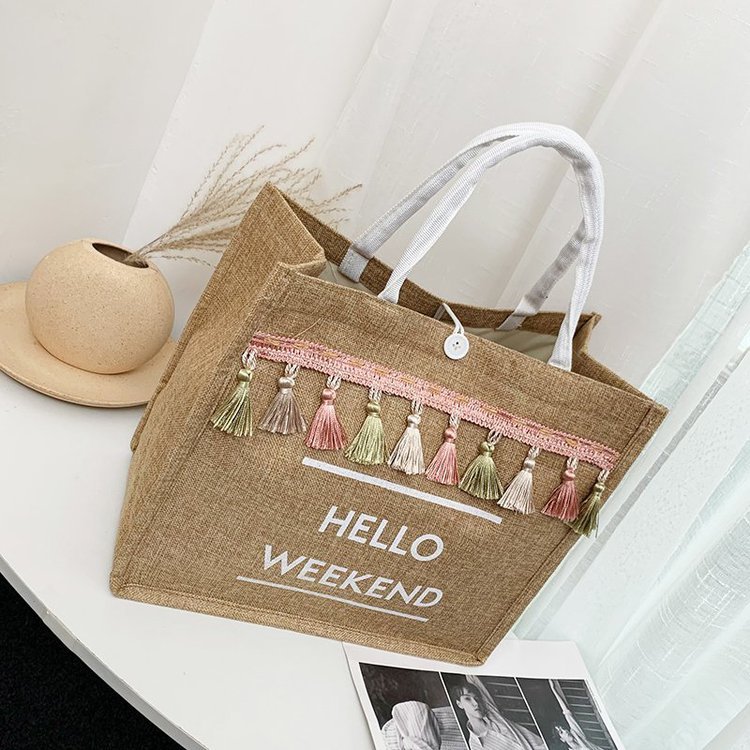 2024 primavera y verano nuevo estilo nacional lino borsa de letras borsa de moda personalidad bolso de moda bolso de mujer