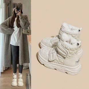 Internet Celebrity Snow Boots Women's Shoes 2025 New Winter Velvet Women's Boots Waterproof Non-Slip Thickeneded Warm Northeastern Cotton Shoes