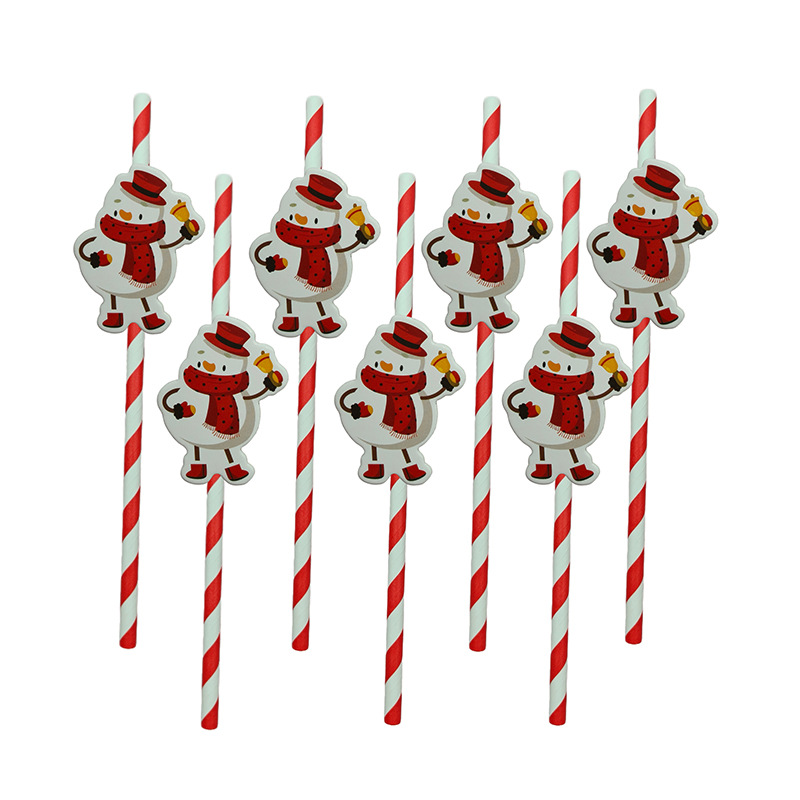 Papel de fiesta de Navidad transfronterizas temática de Navidad desechable postre cóctel de paja decoración