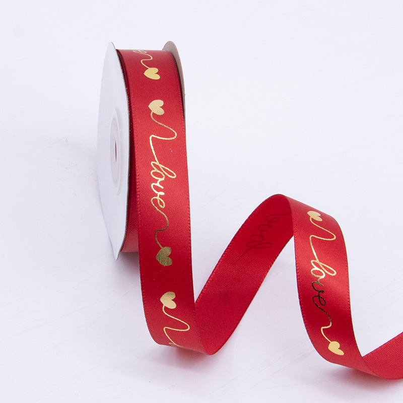 2.0cm impresa en inglés LOVE estampado cinta de oro Día de San Valentín vino rojo flores pastel decoración cinta de embalaje