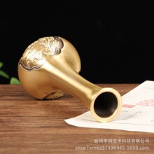 【工厂直供】黄铜花瓶摆件桌面装饰仿古客厅家居摆件装饰品工艺品