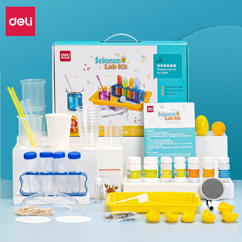 Deli 74347/74348 experimento científico traje equipo de juguete materiales de producción de ciencia y tecnología para niños creación interesante image 8