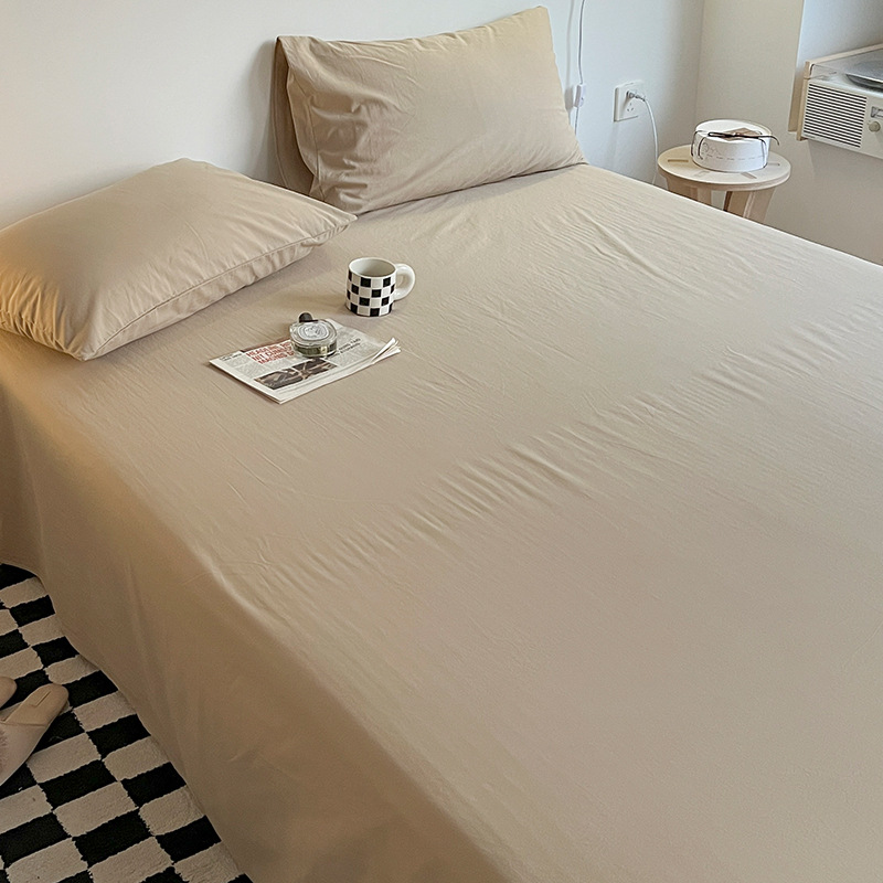 Sábanas de algodón lavado de color sólido de algodón pieza única 100 sábanas de algodón puro para dormir desnudas cama individual dormitorio individual doble traje de tres piezas 3