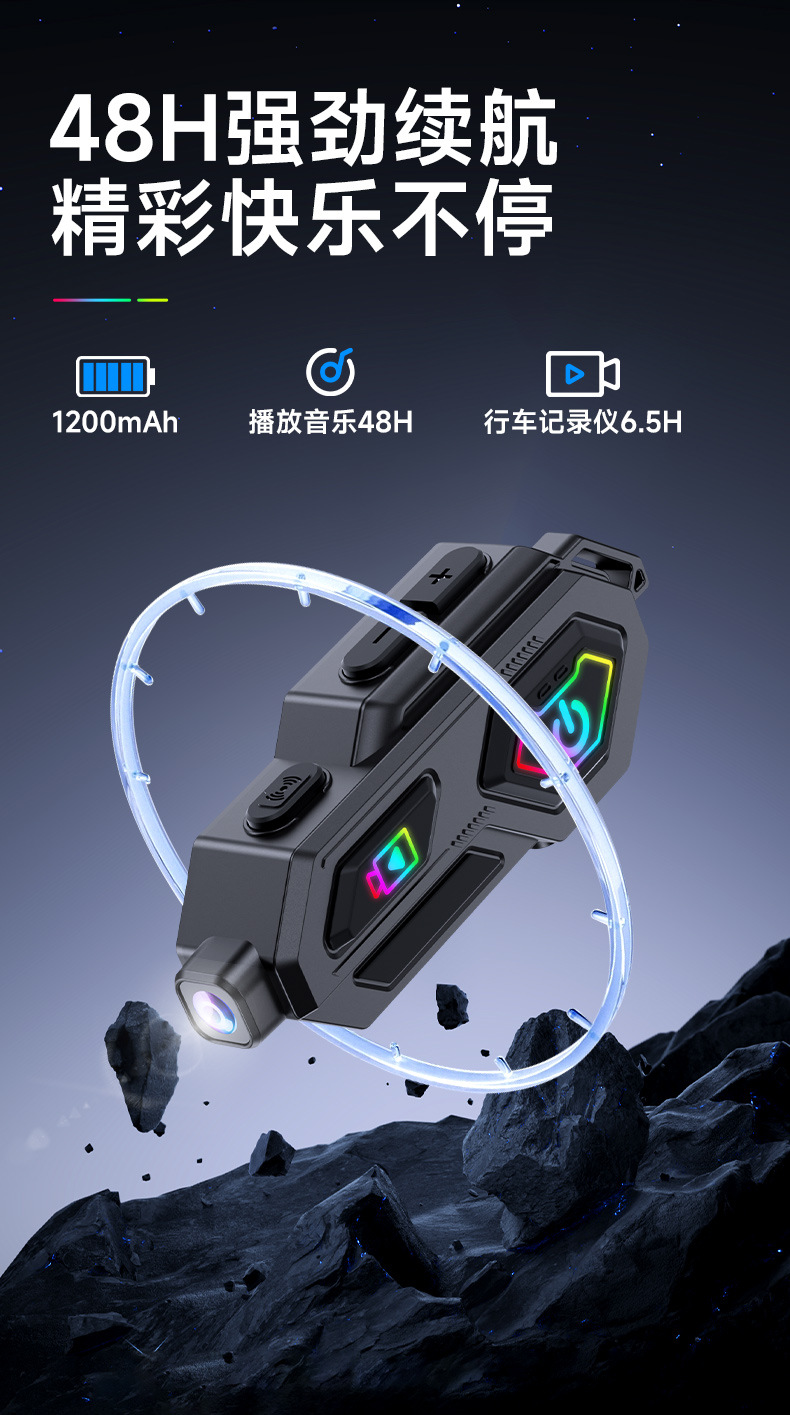 Motorcycle helmet wireless bluetooth headset driving camera recorder APP real-time video double intercom headset