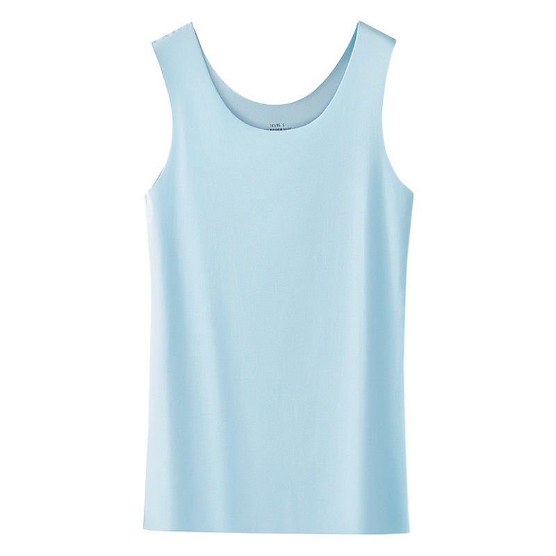 Nuevo 60 de doble cara modal de primavera y verano de las mujeres de base de cuello redondo Camiseta sin mangas de punto color sólido chaleco sin costuras