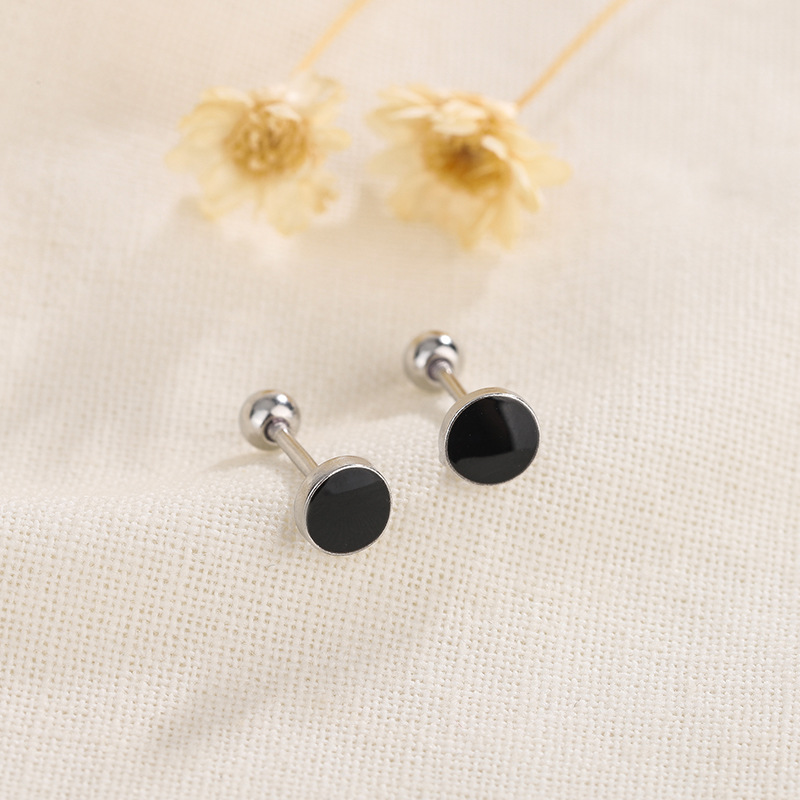 Fashion Round Heart Shape Copper Enamel Ear Studs 1 Pair