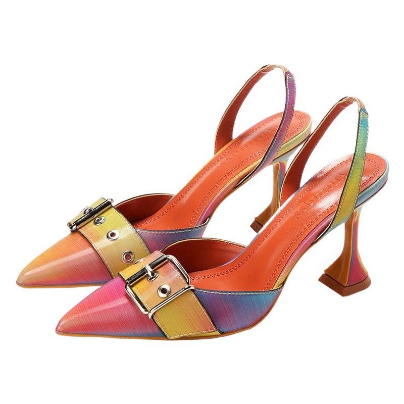 Трансграничные взрывы сексуальные босоножки мозаичного цвета 2020 весенние остроносые женские туфли обувь с винными чашками поколение волос