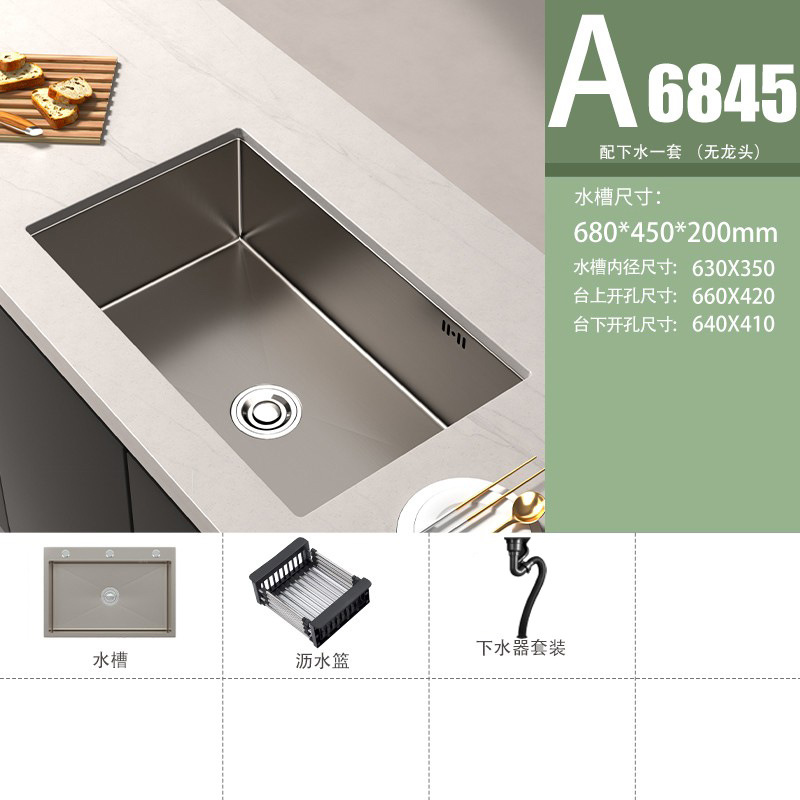 lavabo de verduras gris de pistola 304 gran fregadero de acero inoxidable fregadero de cocina mano nano lavabo lavabo lavabo