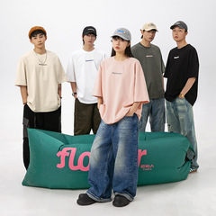 韓路メンズ 純綿ベーシックレタープリントTシャツ 男女兼用 カップル 夏用 ゆったりラウンドネックTシャツq