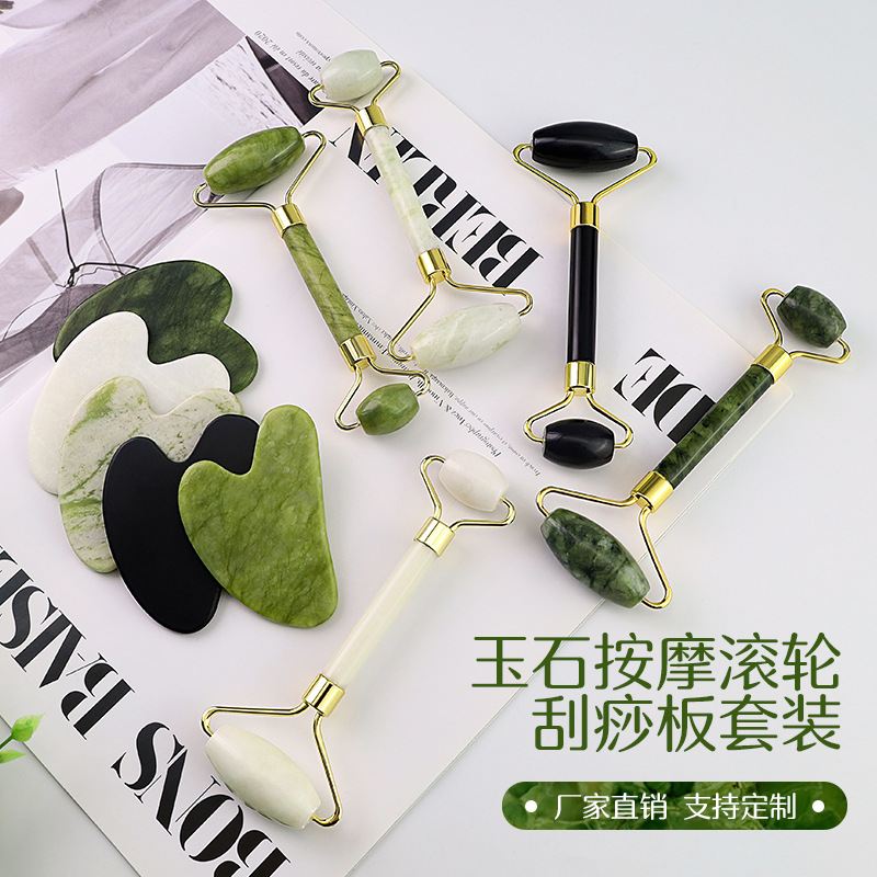 In-Stock Jade Thumb Gua Sha Board for Facial Beauty, Heart-Shaped Jade Gua Sha Board Roller Massager, Suitable for Whole Body Use