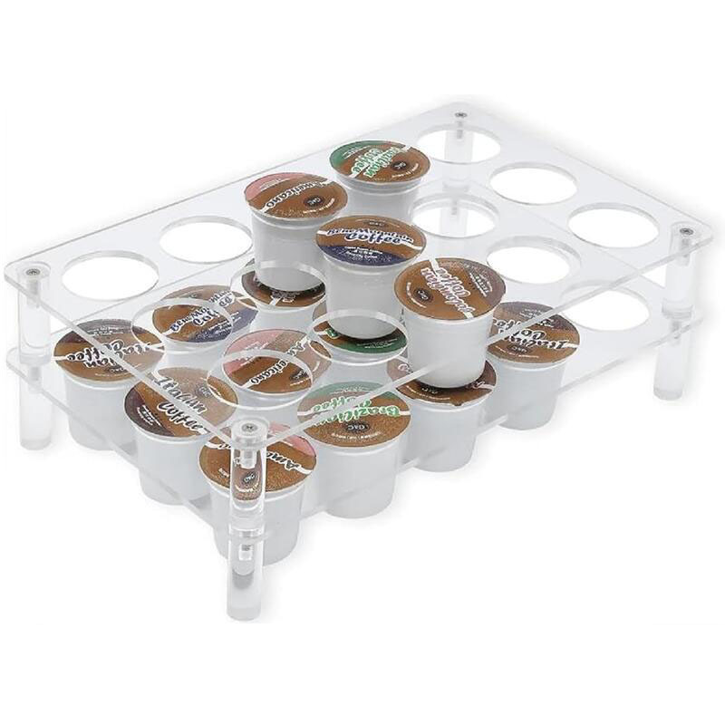 Customized Acrylic Transparent 2-Layer 30-Hole Disassembled Coffee Capsule Storage Rack for Office Coffee Shop