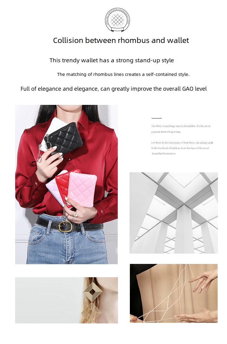 Coin Purse Women's 2022 Diamond Embroidered PU Short Mini Zipper Small Purse Solid Color Coin Card Storage Bag_voghion.com
