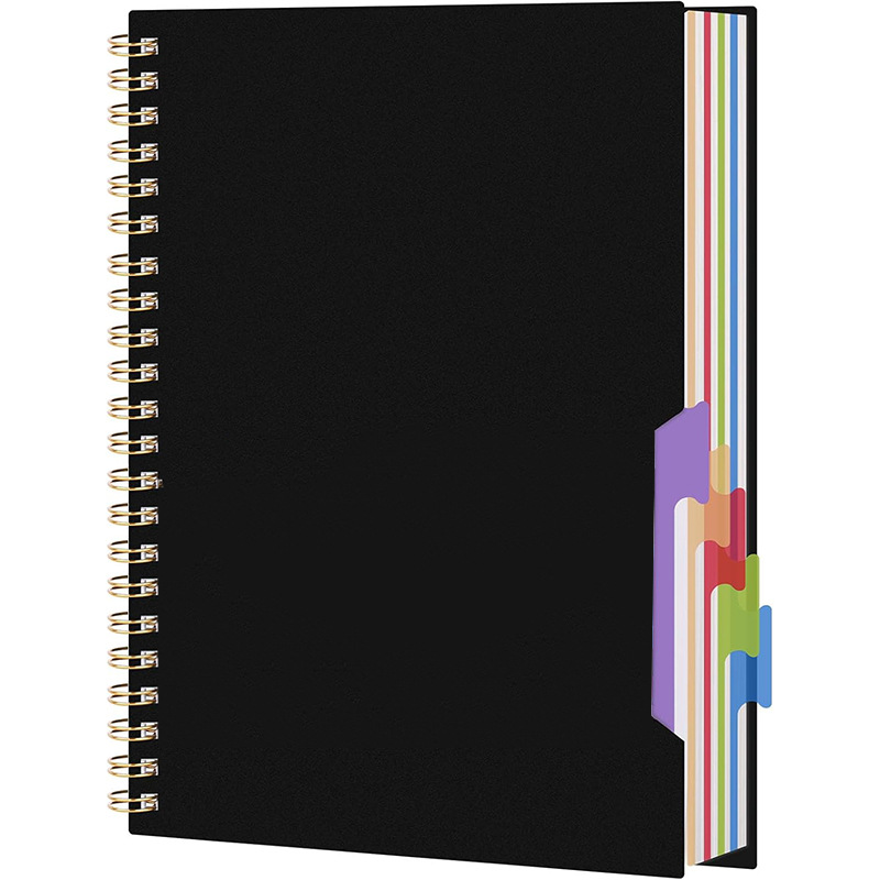 Cross-Border Exclusive A4 Divider Page Spiral Coil Notebook 200 Pages Thickeneded Note-Taking Office Student Horizontal Line Notebook