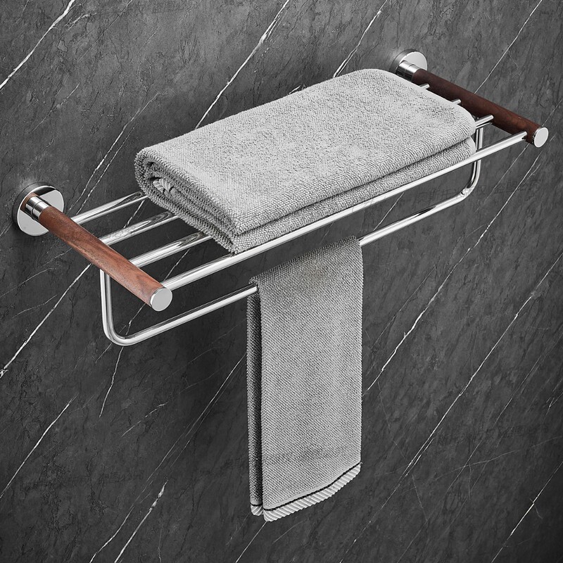 No-Drill Bathroom Towel Rack, Bathroom Storage Rack, Wall-Mounted Walnut Thickened 304 Stainless Steel Towel Rack No-Drill Bathroom Towel Rack, Bathroom Storage Rack, Wall-Mounted Walnut Thickened 304 Stainless Steel Towel Rack