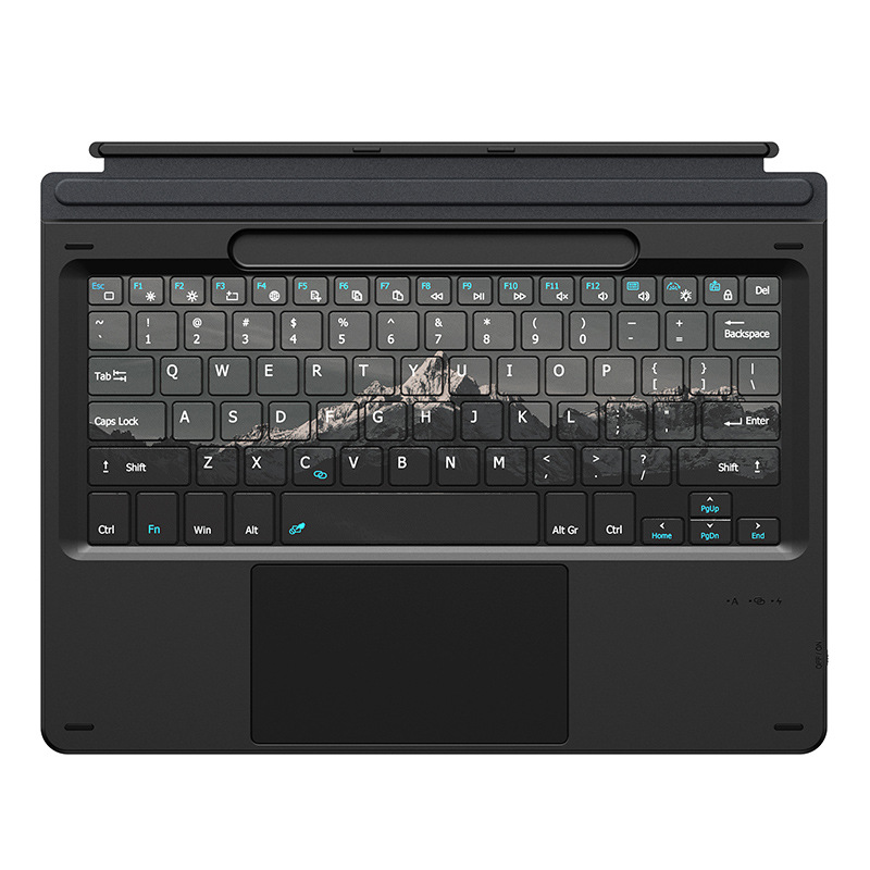 Aplicable al teclado inalámbrico magnético Microsoft SurfacePro11, retroiluminación colorida, mapa de montaña de nieve, teclado externo Bluetooth