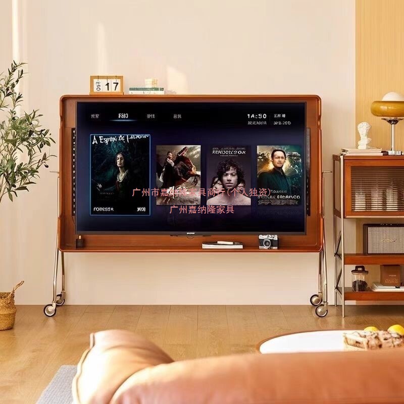 モバイルテレビスタンドレトロ小型寝室ホームインターネット有名人のリビングルームテレビキャビネット床置き無垢材アンティークスタイル|undefined