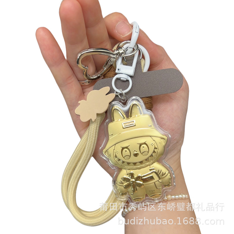 Shuibeitong 純金バブルマート LABUBU 漫画携帯電話チェーンロープペンダントラブブキーホルダーペンダント|undefined