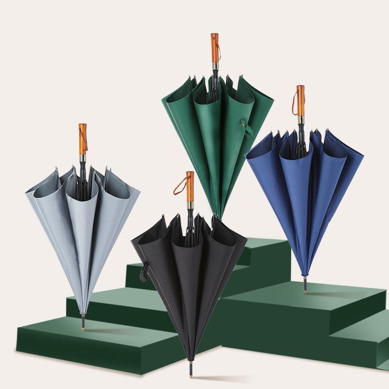 automatic Wooden handle bullet Golf umbrella business affairs Straight Umbrella Long-handled umbrella gift Advertising umbrella customized logo