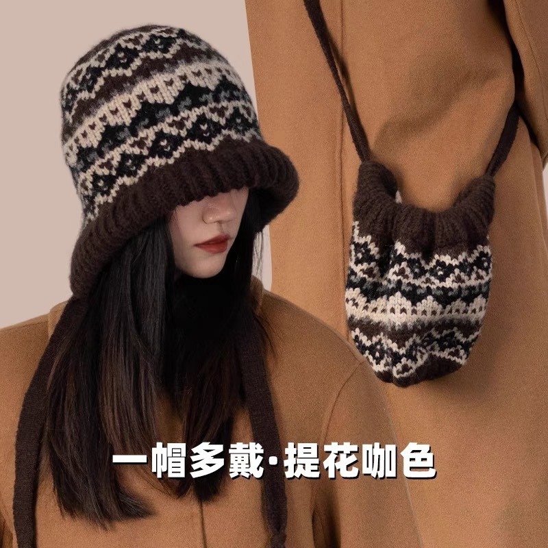 韩版毛线帽秋冬保暖护耳加厚防寒针织帽旅游拍照甜美套头帽时尚潮|undefined