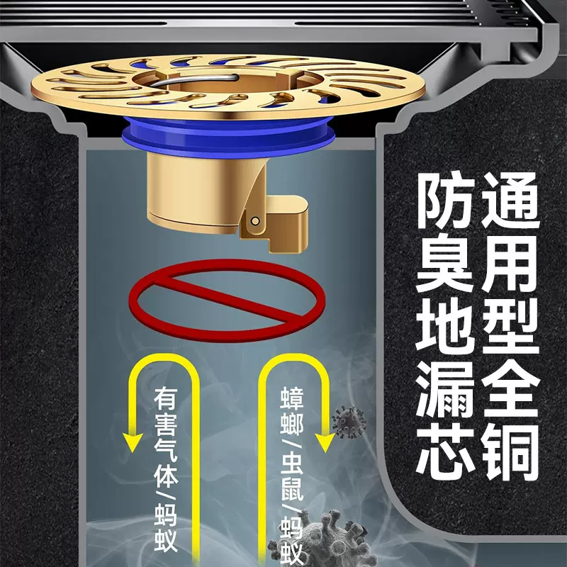 全铜大滤网地漏防臭神器卫生间通用内芯防反味防虫堵下水道封口盖