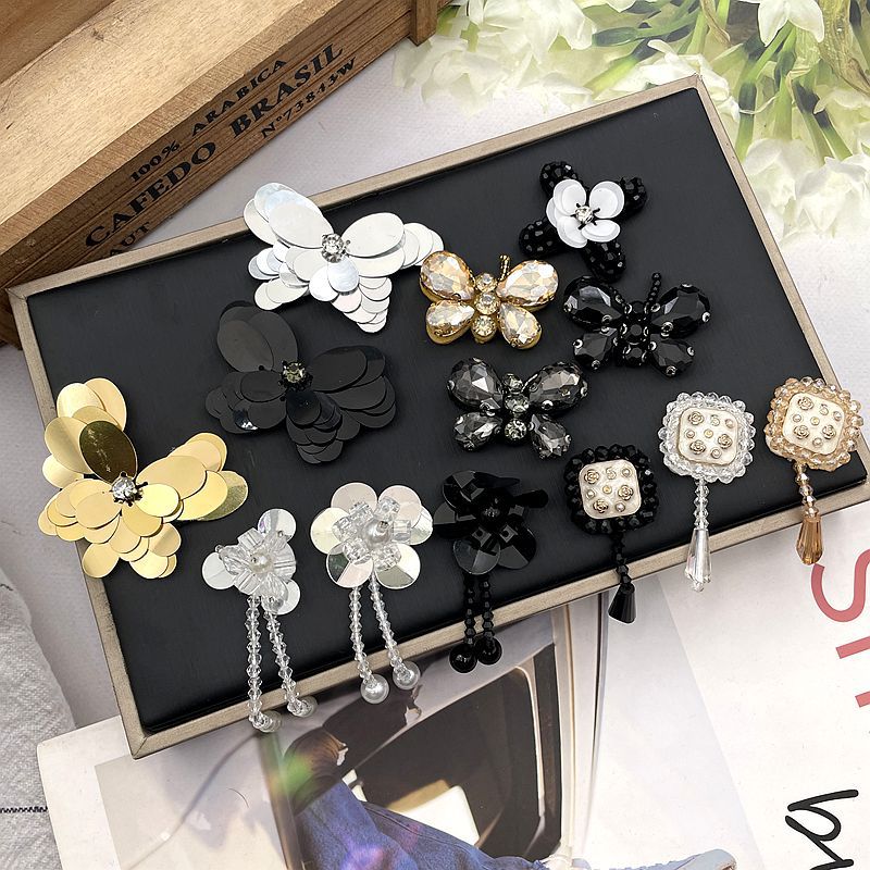 新款手工钉珠精美时尚水钻亮片蝴蝶布贴饰品 服装包包配饰DIY辅料