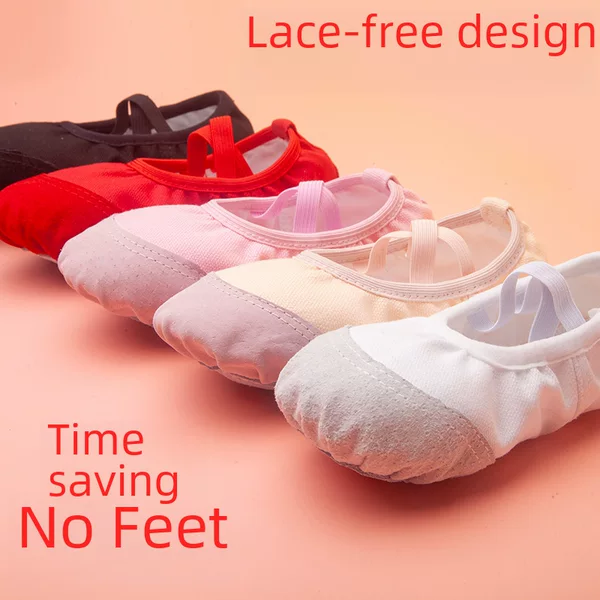 Dance Shoes for Kidsren and Girls, Soft-Soled Practice Shoes, Kitten Claws, Lace-Free Men's Figure Chinese Dance Ballet Leather Toe Dance Shoes