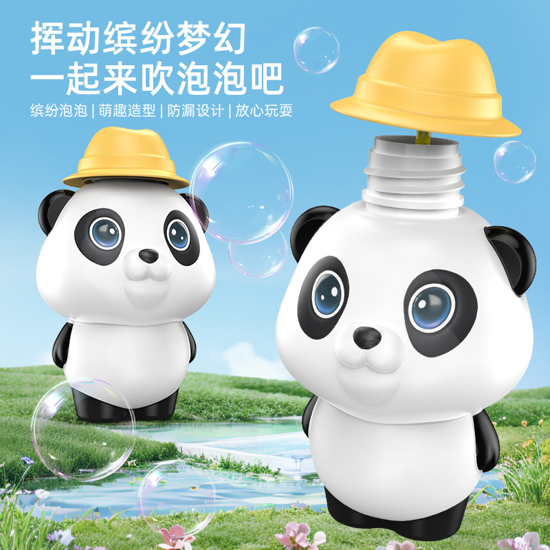 Botella de burbujas de panda personalizada invertida sin taza de burbujas juguetes creativos para niños helados agua burbujas