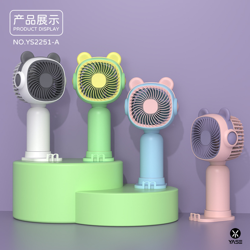 2024 Handheld Small Fan Portable Mobile Phone Stand Desktop Cartoon Mini Fan Charging Student Fan Manufacturer
