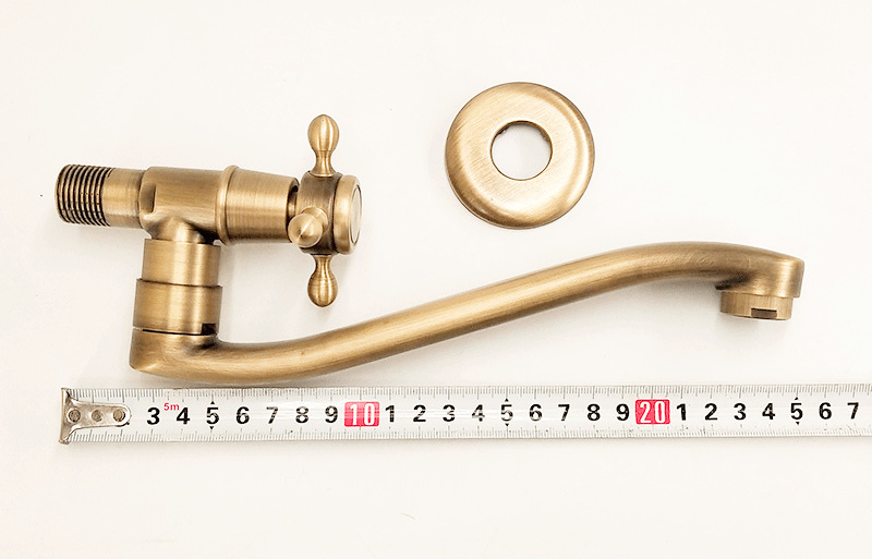 Extended antique copper single-cooling faucet, outdoor mop sink, outdoor wall-mounted faucet, European retro style, rotatable undefined