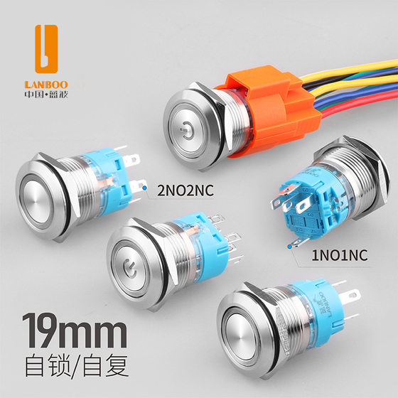 Blue Wave wholesale 220V24V waterproof metal button switch with light reset ring self-locking