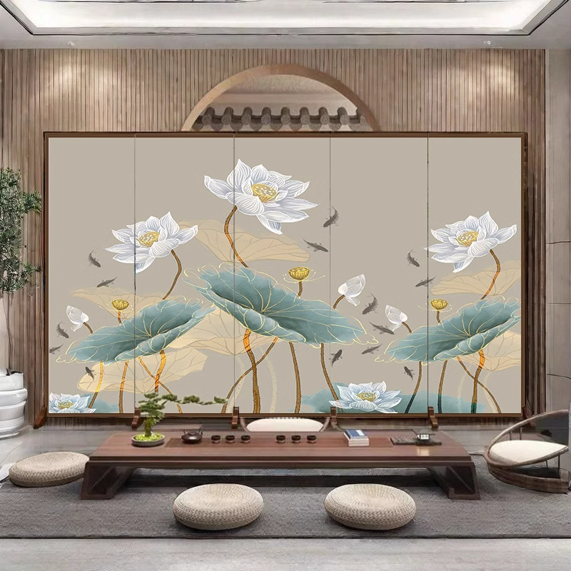 Chinese-style Screen Partition Living Room Office Folding Moving Shielding Partition Simple Entrance Screen Door