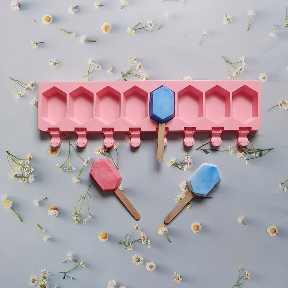 Silicone 8 con 6 lados helado 101 pastel molde de silicona molde de postre utensilios de cocina para hornear harina de arroz