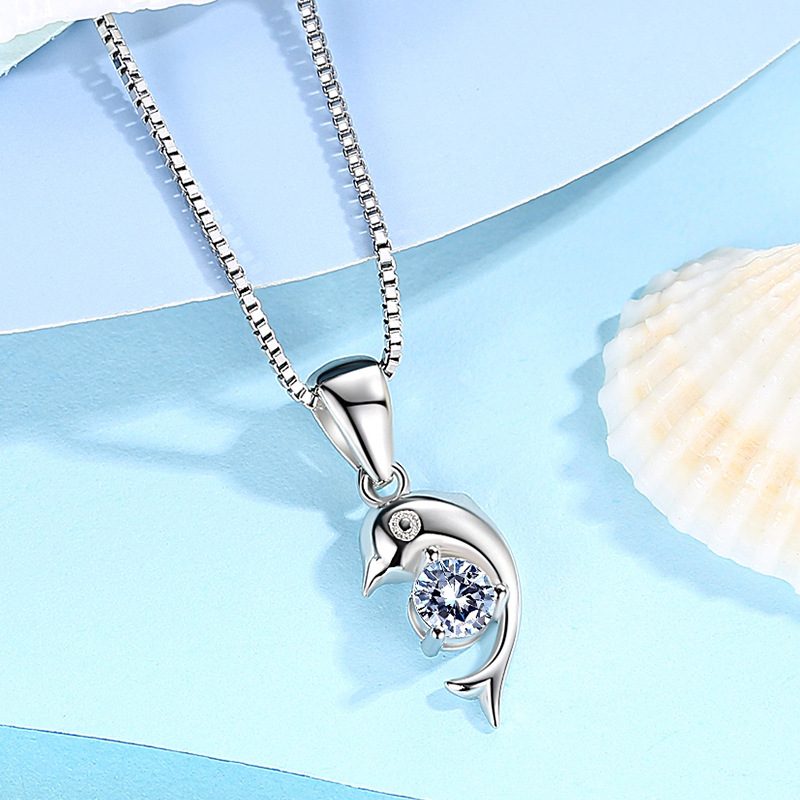 Plata esterlina s925 moda delfín amor colgante nicho diseño novias cumpleaños regalo moda amante joyería de plata al por mayor