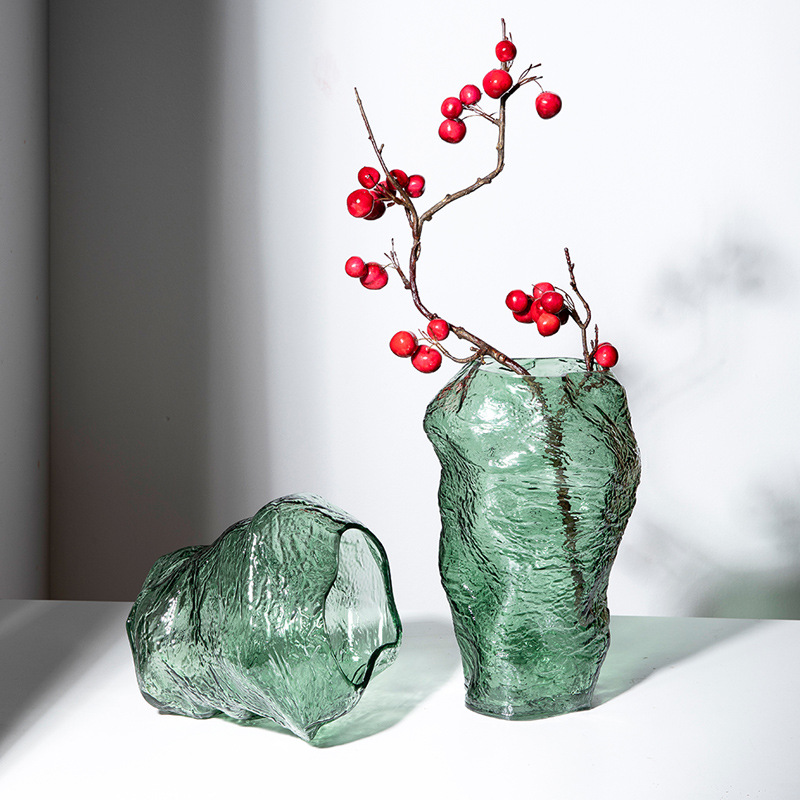 創意歐式玻璃花瓶百合龍影山石家用彩裝色插花花器家居飾擺件水培