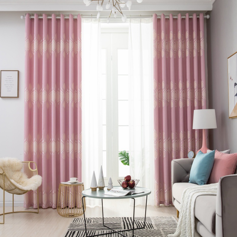 Algodón jacquard europeo de bambú 2.8 metros de altura cortina de seda amarilla sala de estar dormitorio balcón hojas de sombreado tela de cortina terminada