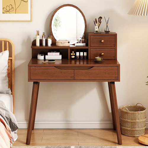 Dressing table for small apartment bedroom, simple modern storage integrated dressing table, simple log style bedside dressing table