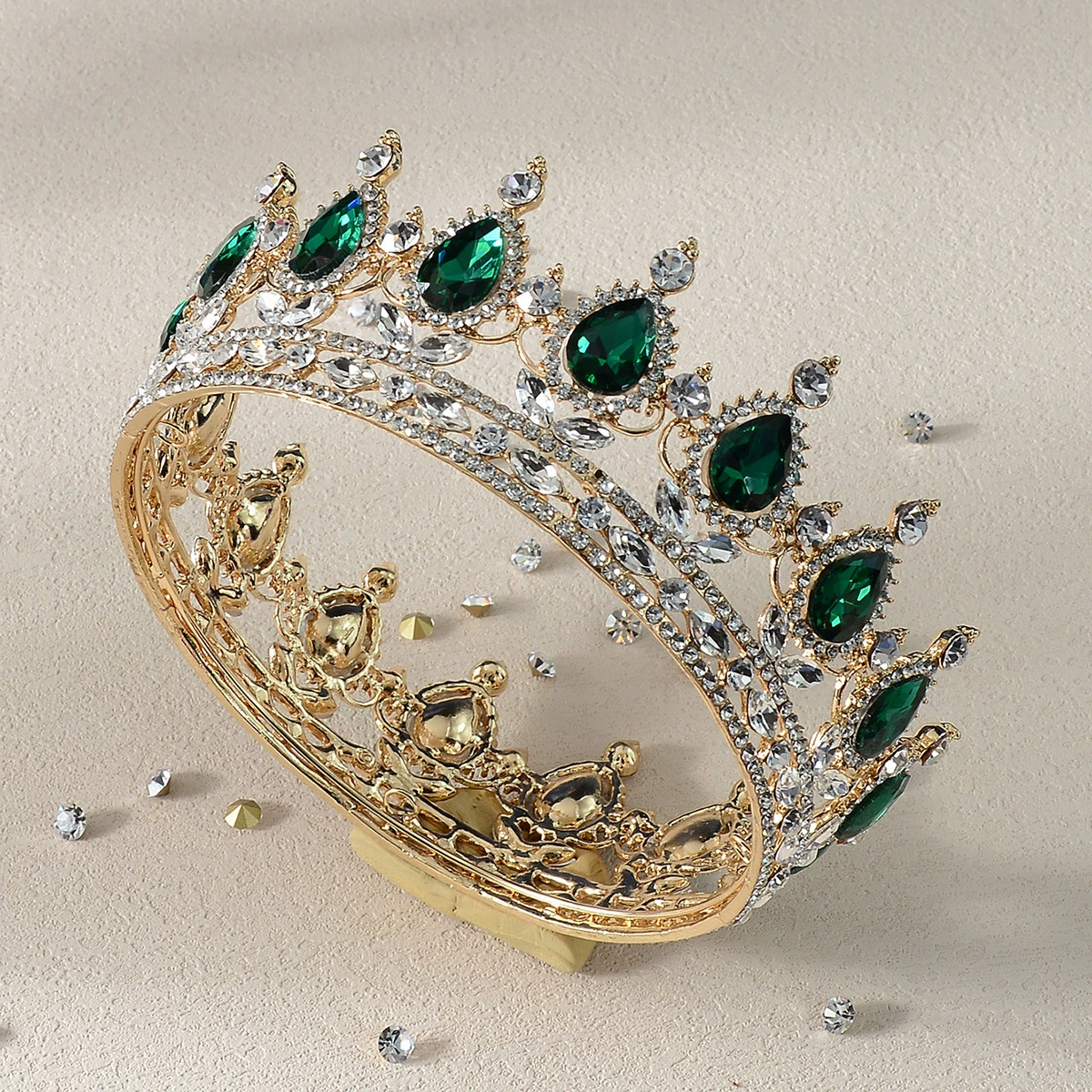 Барокко-ретро сплавная корона с rhinestones, маленькая круглая корона невесты, свадебные безделицы оптовый отдел Yiwu