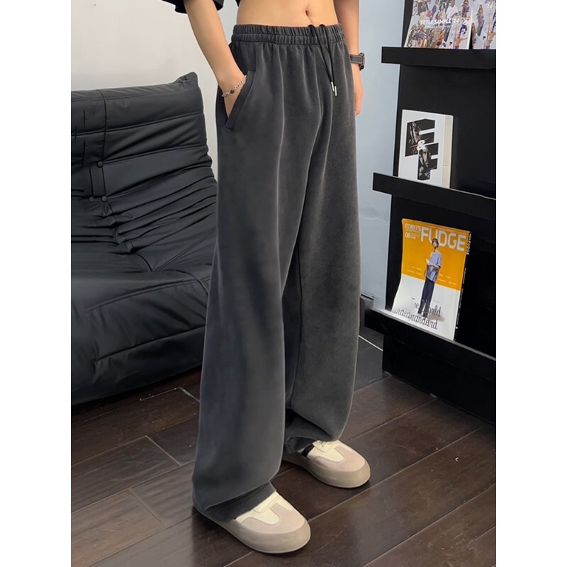 American Retro Washed Heavyweight Sweatpants Unisex New Drapey Wide-Leg Pants Loose Bf Lazy Style Straight Pants Trendy