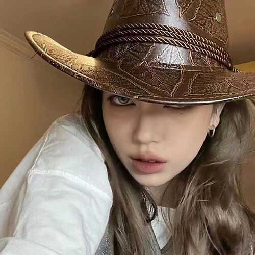 Summer American Western Cowboy Hat for Men and Women, PU Leather Knight Hat, Outdoor Hiking Sun Hat, Travel Sun Hat