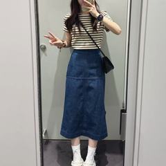 CS女装 修身款丹宁牛仔铅笔包臀裙半身裙2025秋季新款1286798001